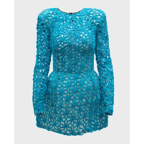 Bronx and Banco Dresses & Skirts - NWT $850 Bronx & Banco Casey Mini Dress L / 8 Turquoise Blue Boned Bodice Floral